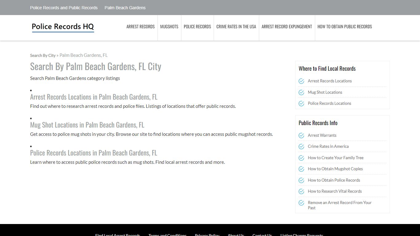 Police Records in Palm Beach Gardens, FL