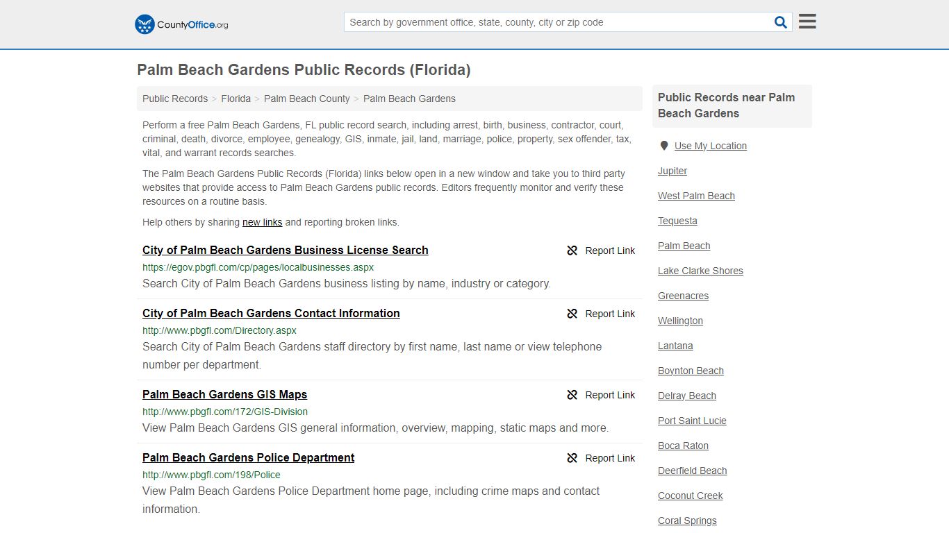 Palm Beach Gardens Public Records (Florida) - County Office